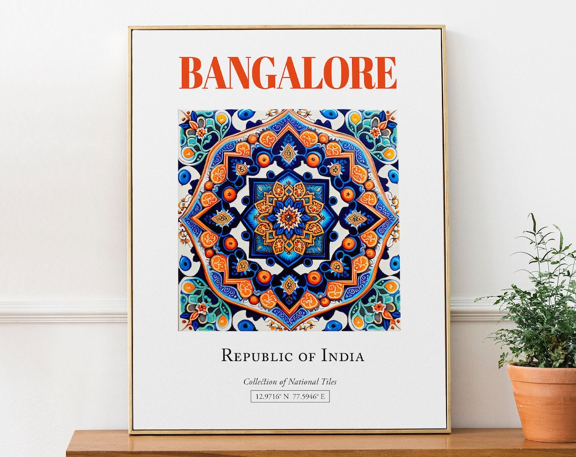 Bangalore India Traditional Tile Poster Print