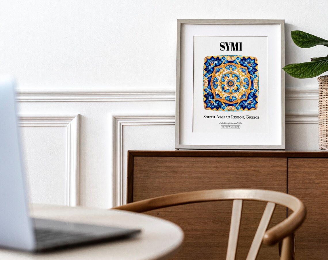 Symis Timeless Tile Pattern, Greek Island Art Print - Image 4