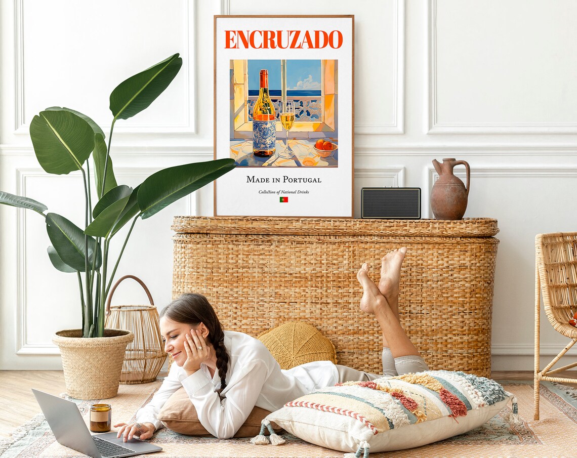 Encruzado on Azulejo Tile, Portugal Beverage Poster - Image 2