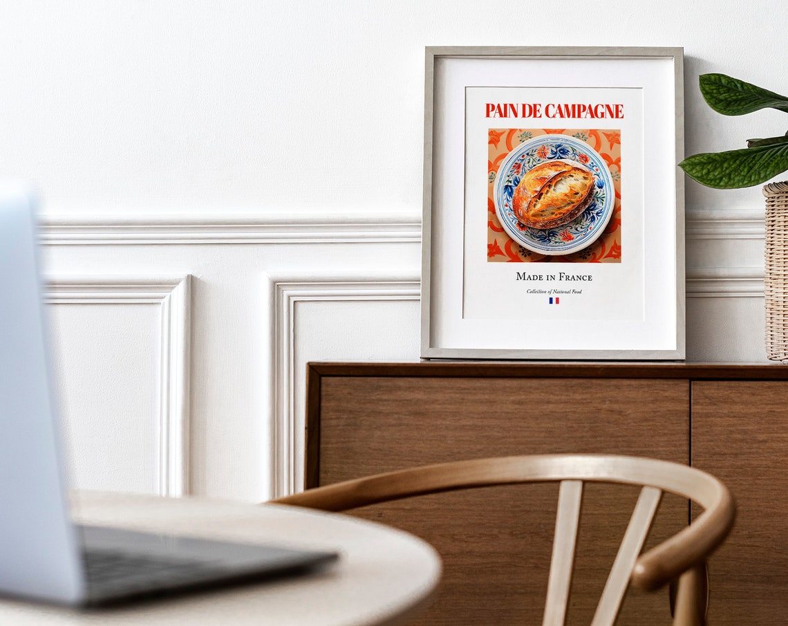 Pain De Campagne on Maiolica Tile Plate, French Food Art Print - Image 4