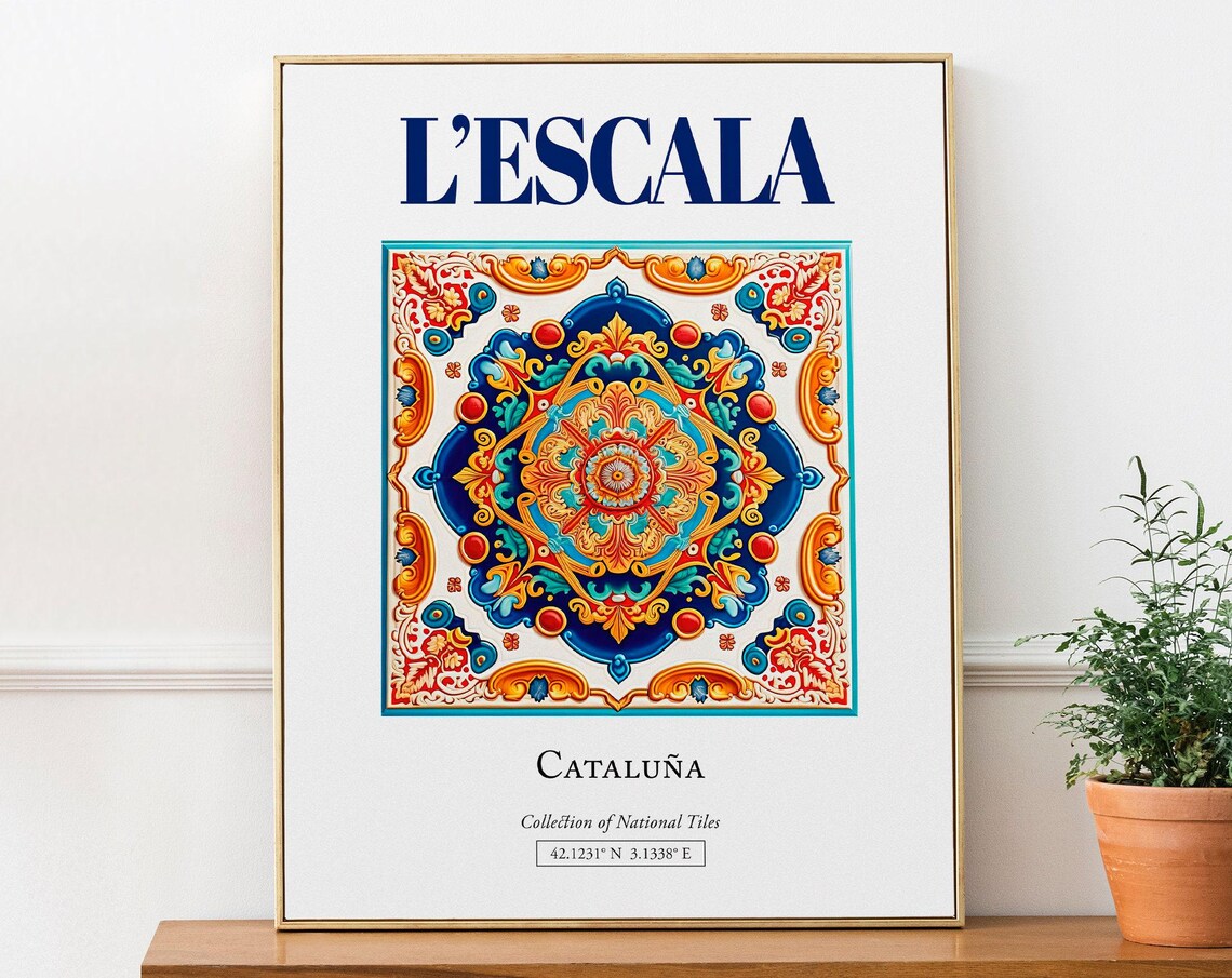 Lescala Catalua Spain Folk Traditional Tile Art Print