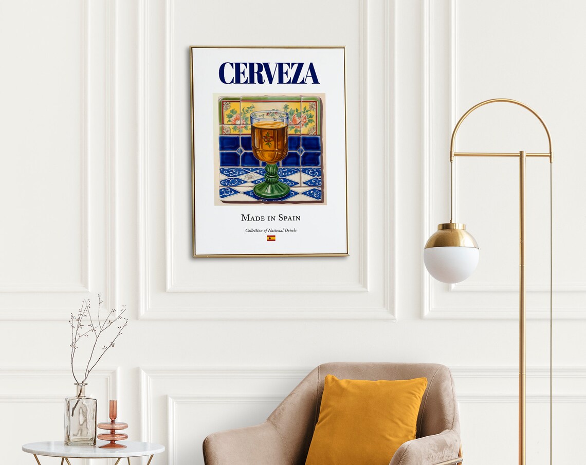 Cerveza On Maiolica Tile, Spanish Traditional Poster - Image 2