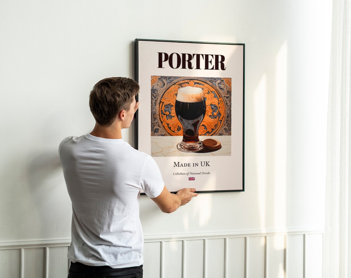 Porter On Maiolica Tile Beverage Poster, Kitchen Decor - Image 2