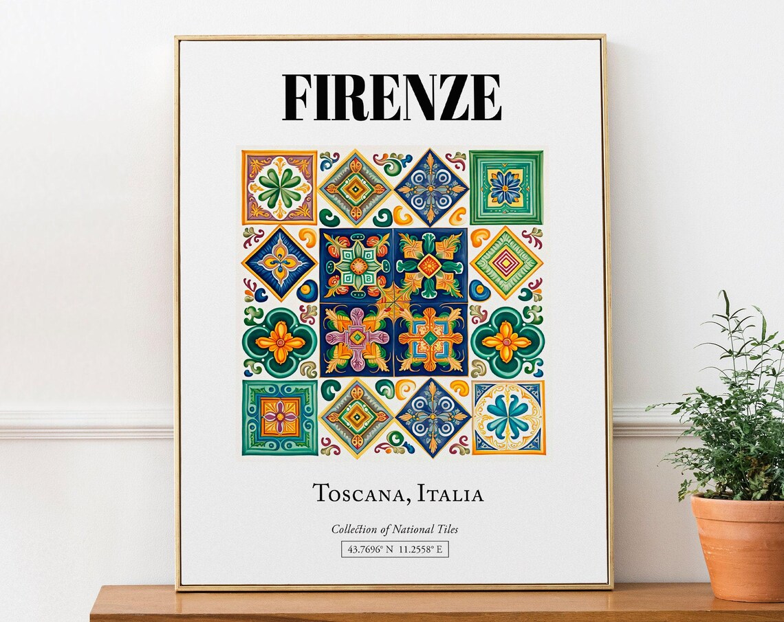 Firenze Toscana Italy Traditional Tile Pattern Travel Poster