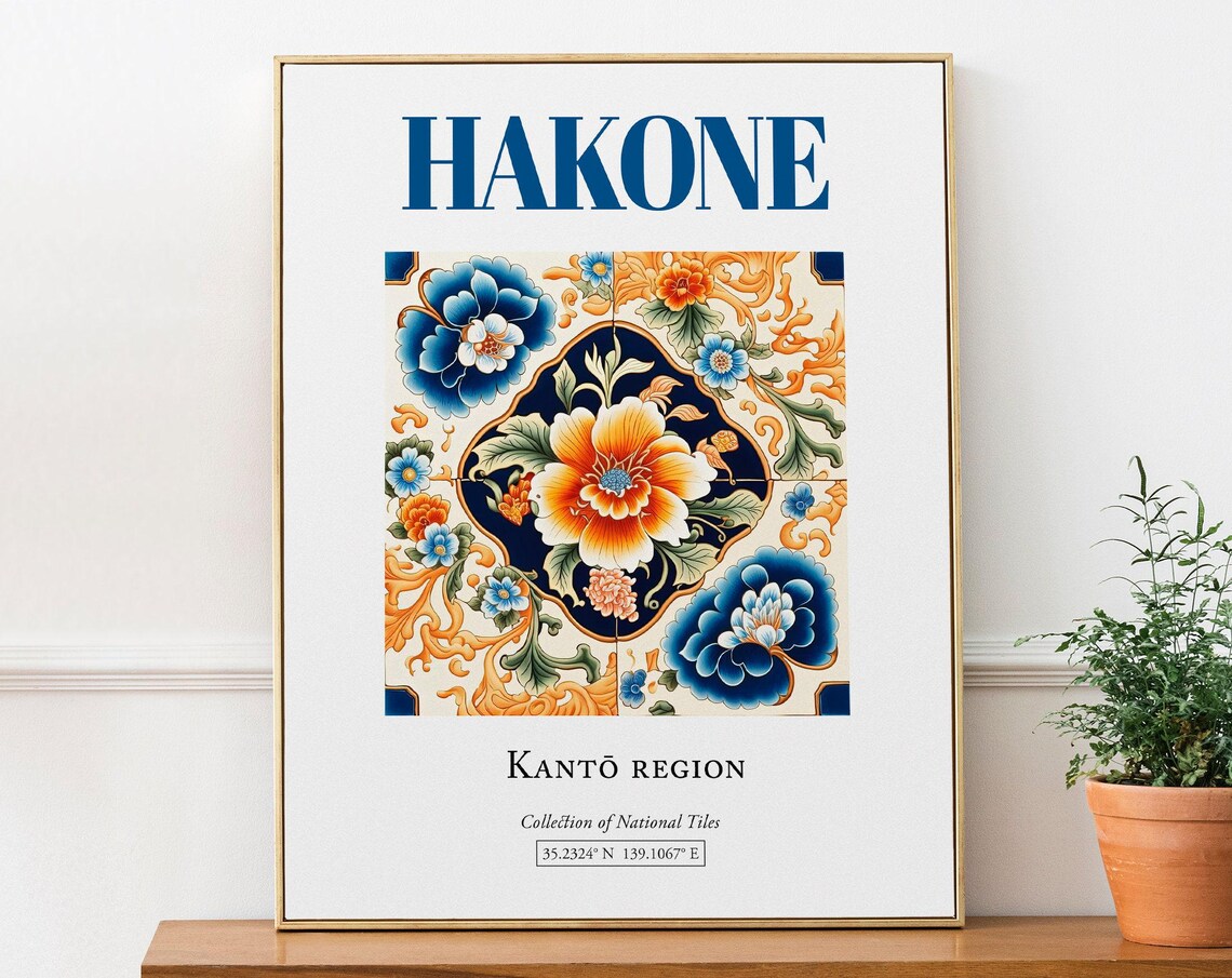 Hakone Japan Folk Traditional Tile Art Print