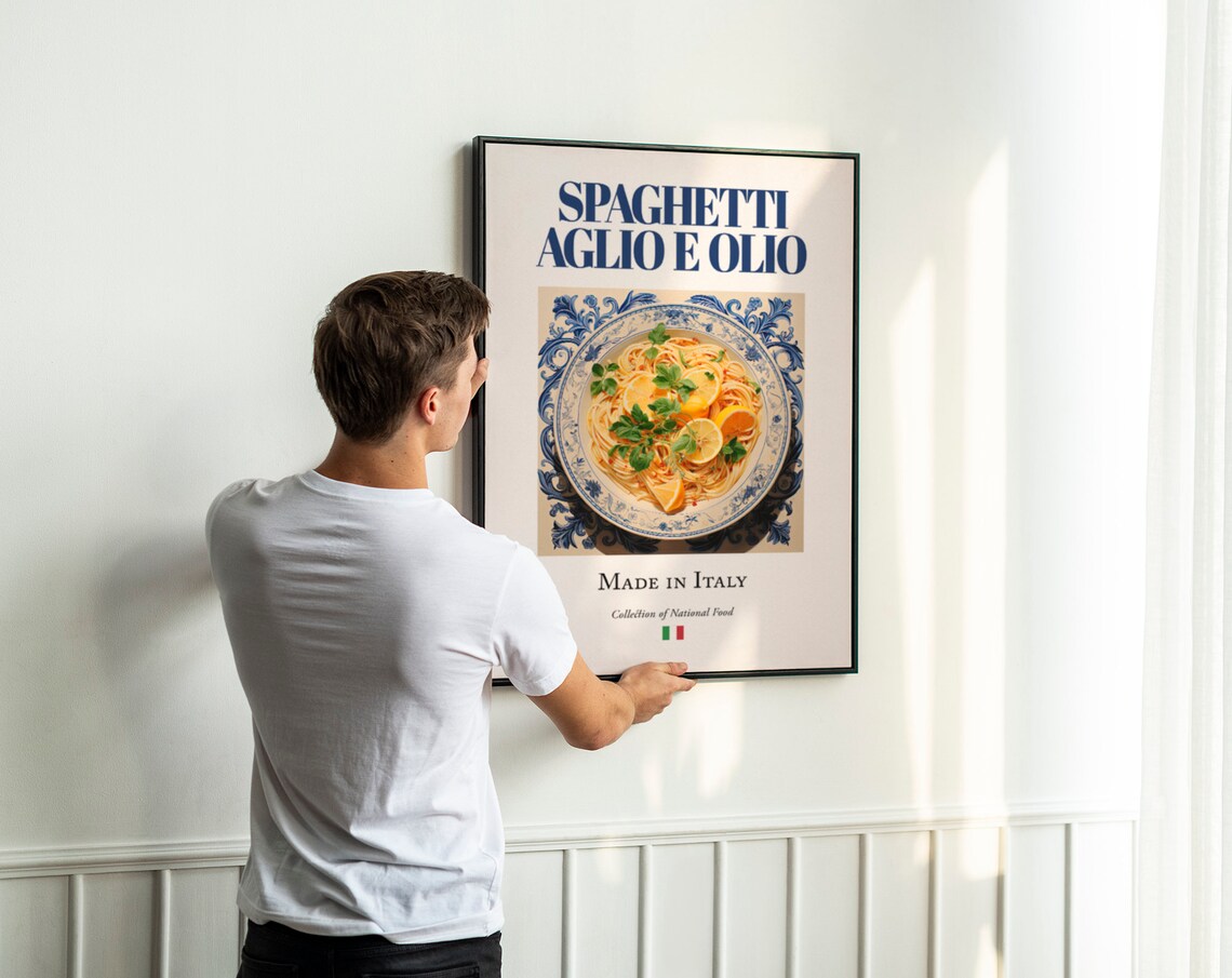Spaghetti Aglio E Olio, Traditional Italian Food Art Print - Image 3