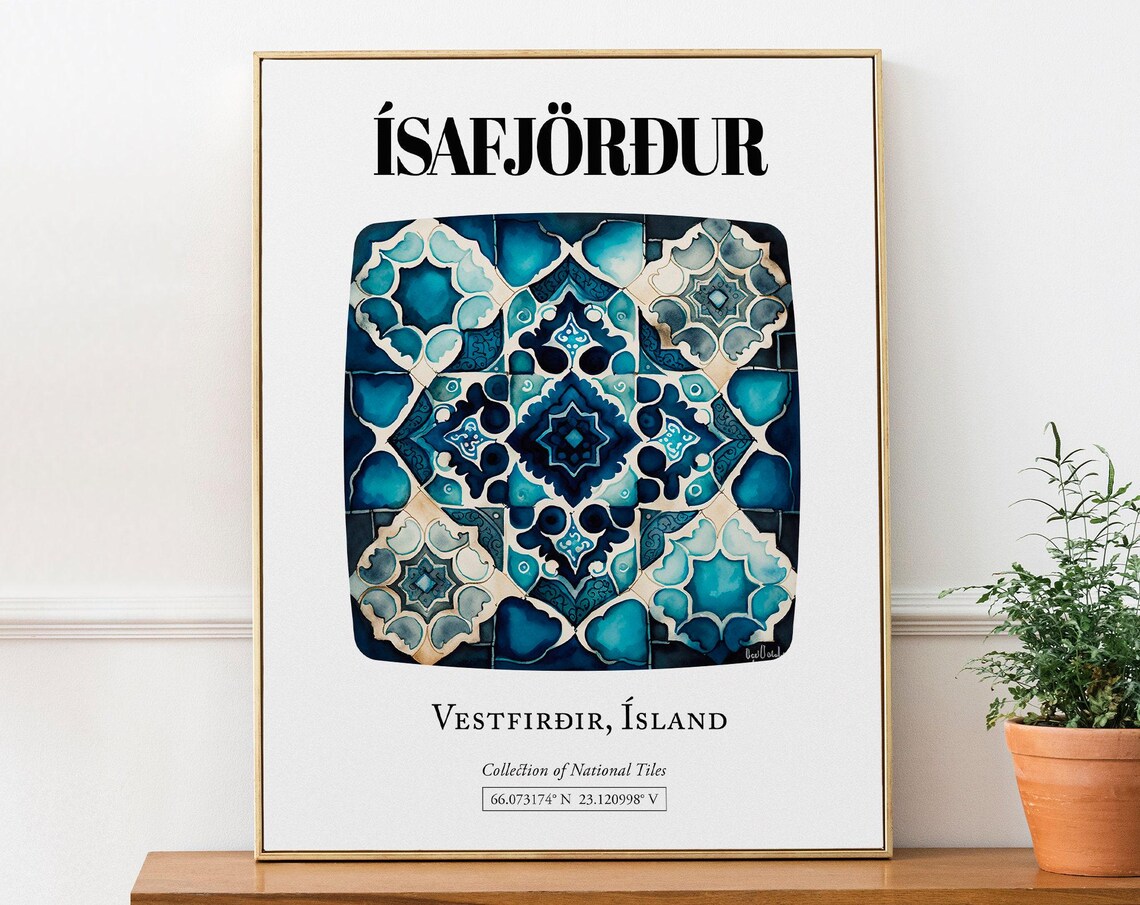 Vestfirir Iceland Traditional Tile Pattern Art Print