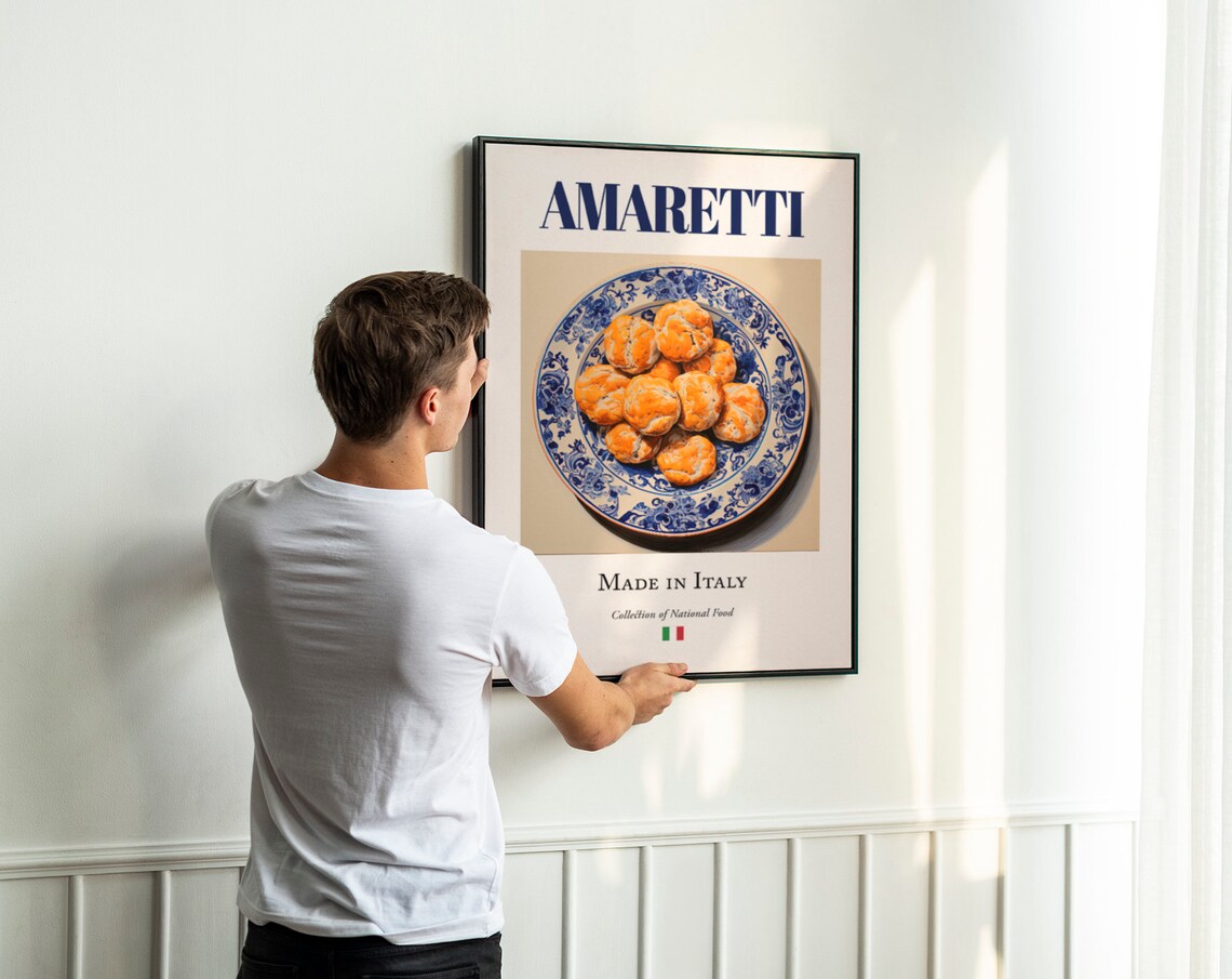 Amaretti on Maiolica Tile Plate, Italian Food Poster - Image 3