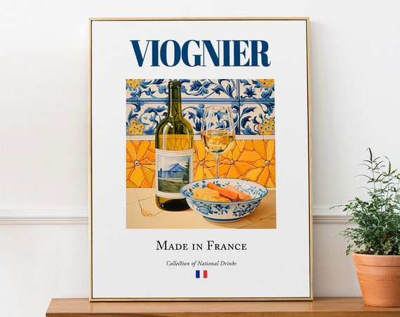 Viognier Wine on Maiolica Tile, Rhône-Alpes Poster