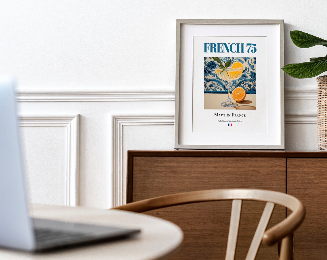 French 75 Maiolica Tile Poster, Kitchen Bar Art Print - Image 4