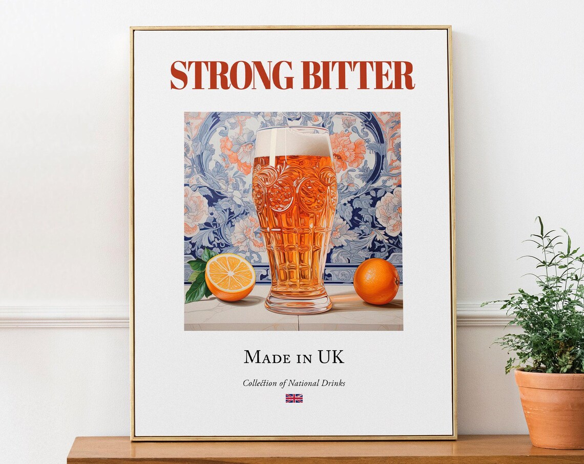 Strong Bitter On Maiolica Tile Art Print, Kitchen Bar