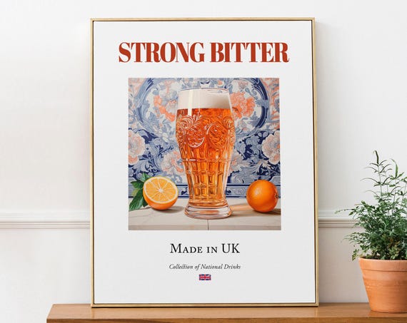 Strong Bitter On Maiolica Tile Art Print, Kitchen Bar