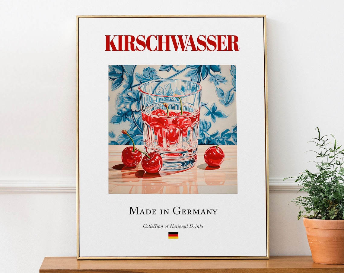 Kirschwasser On Maiolica Tile, Kitchen Bar Art Print