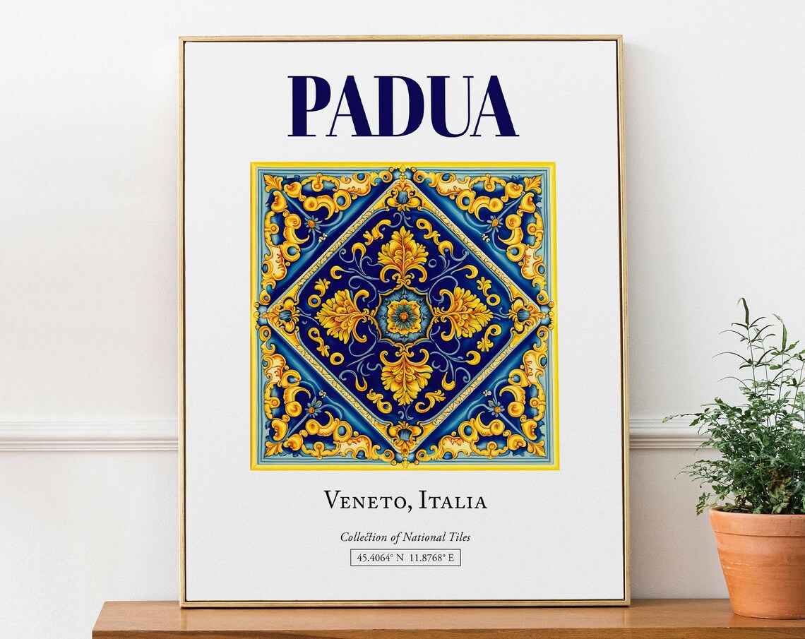 Padua Veneto Italy Traditional Maiolica Tile Poster