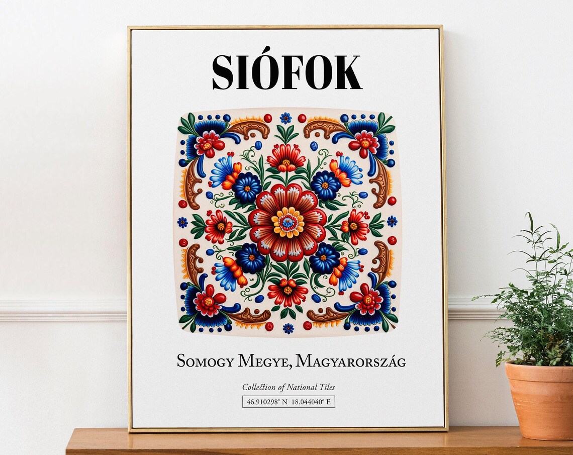 Sifok Hungary Folk Flower Tile Pattern Art Print