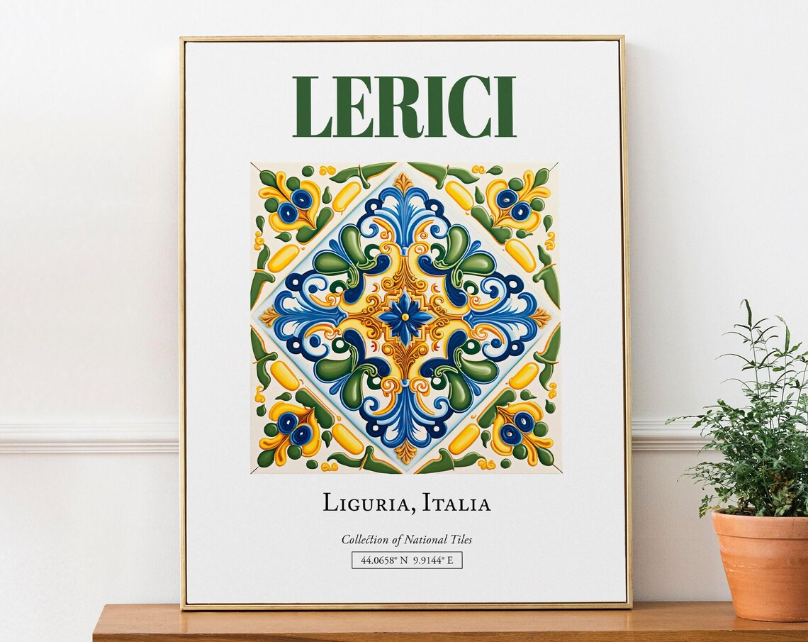 Lerici Liguria Italy Traditional Maiolica Tile Poster
