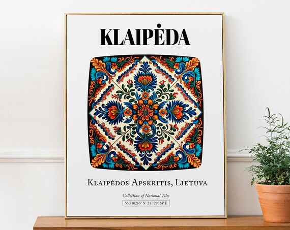Klaipda Lithuania Traditional Tile Pattern Travel Poster