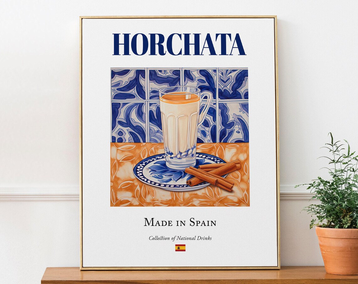 Horchata on Maiolica Tile, Spanish Beverage Art Print