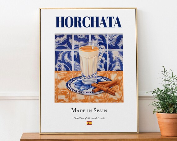 Horchata on Maiolica Tile, Spanish Beverage Art Print