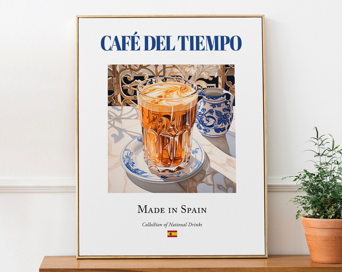 Caf Del Tiempo On Maiolica Tile Poster, Kitchen Bar Art