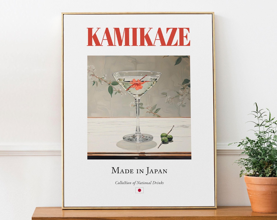 Kamikaze on Maiolica Tile, Japanese Beverage Art Print