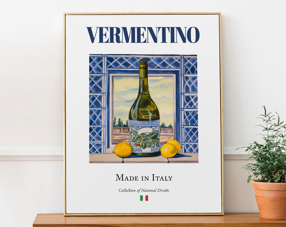 Vermentino On Maiolica Tile, Italian Beverage Art Print