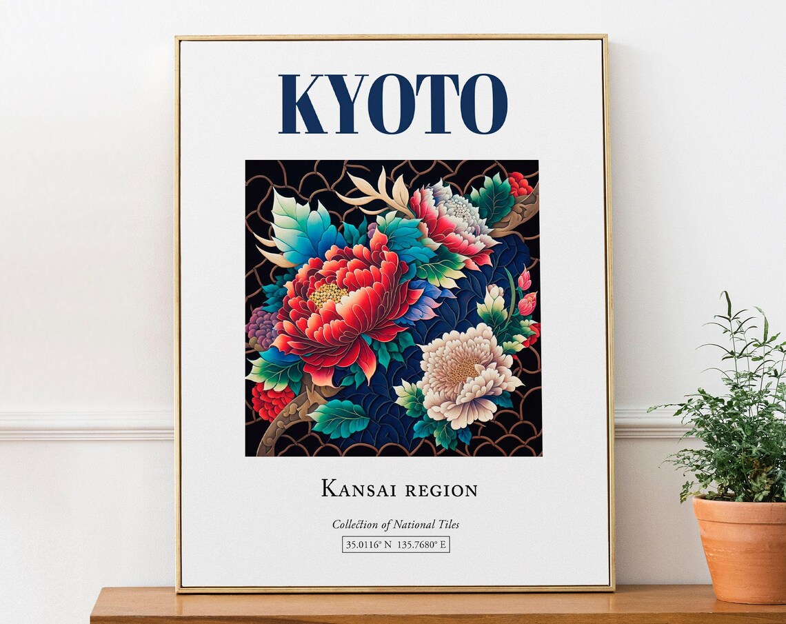 Kyoto Japan Minimalist Travel Poster, Kitchen Decor