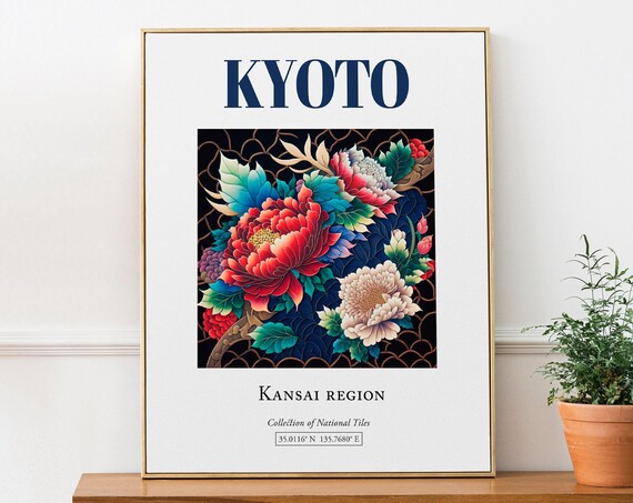 Kyoto Japan Minimalist Travel Poster, Kitchen Decor