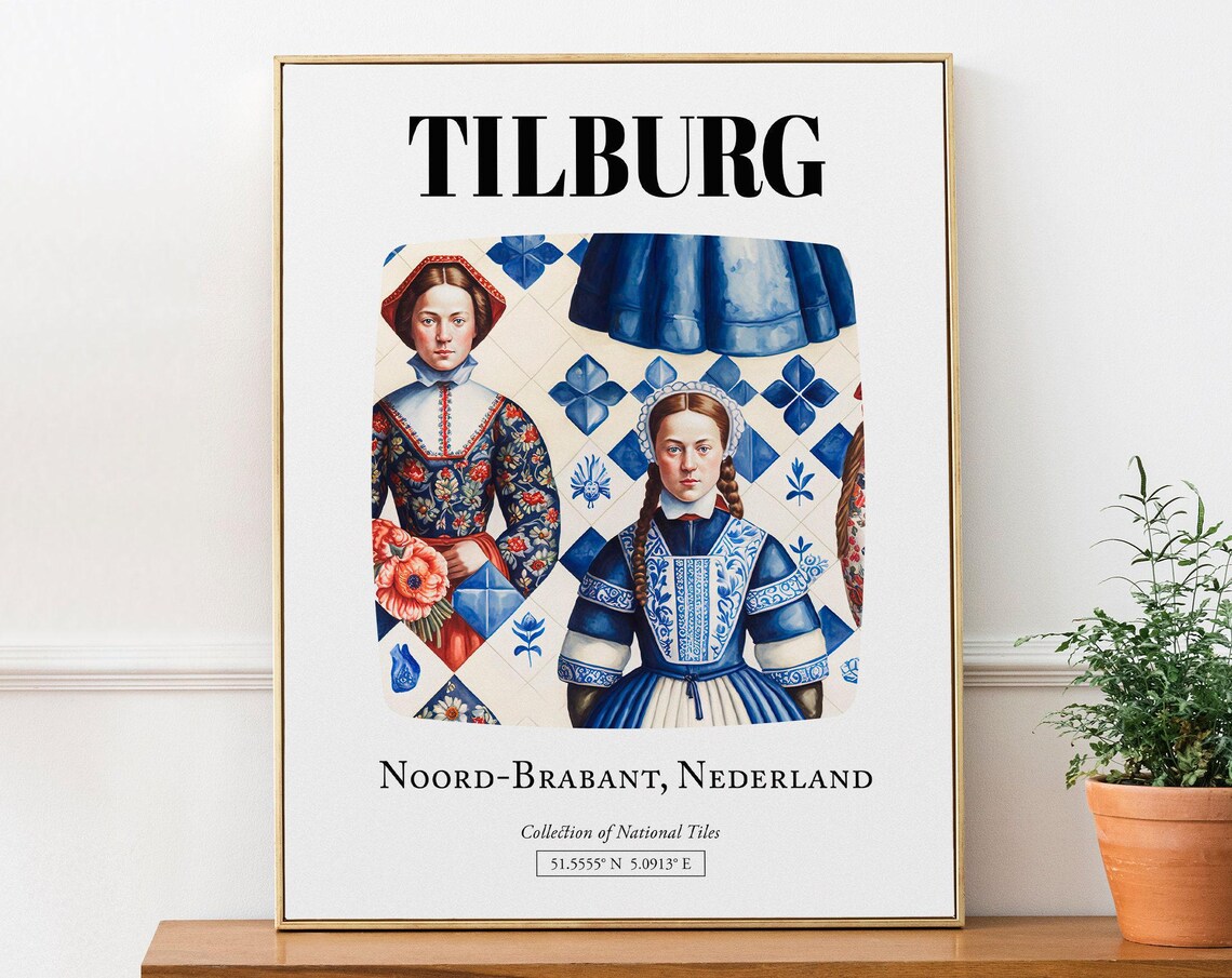 Tilburg Netherlands Folk Costume Tile Art Print