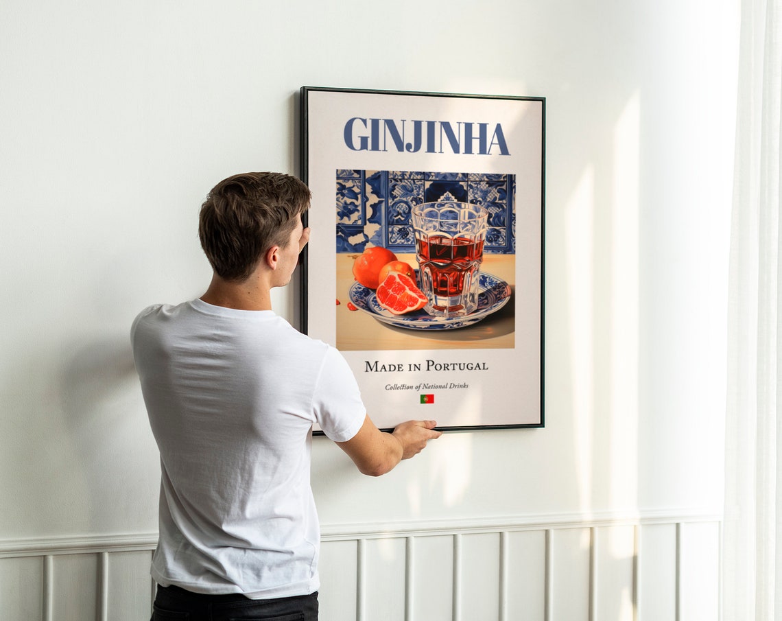 Ginjinha on Azulejo Tile, Portugal Travel Poster - Image 2