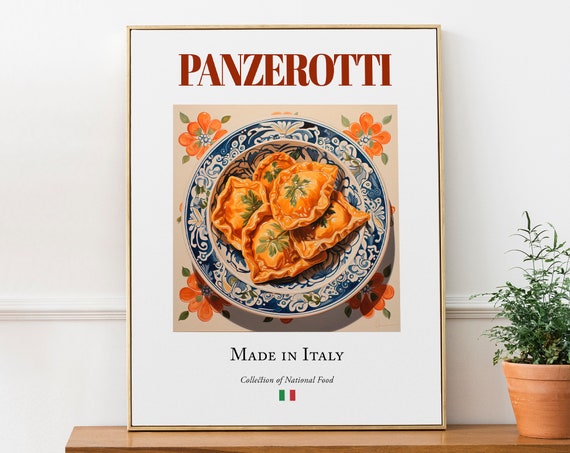 Panzerotti on Maiolica Tile Plate, Kitchen Art Print