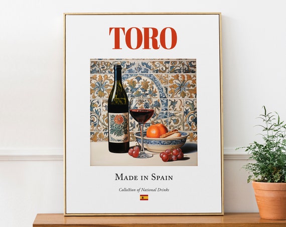 Toro Wine on Maiolica Tile, Zamora Drink Poster