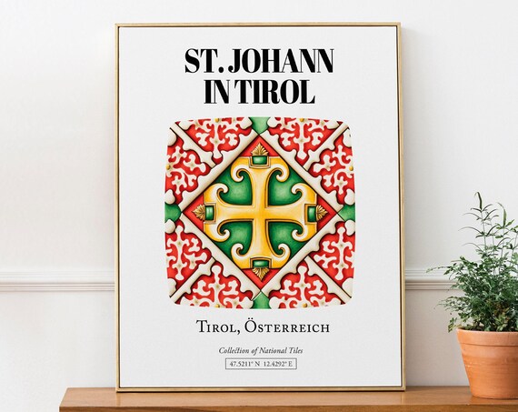 St Johann In Tirol Austria Traditional Tile Pattern Travel Poster