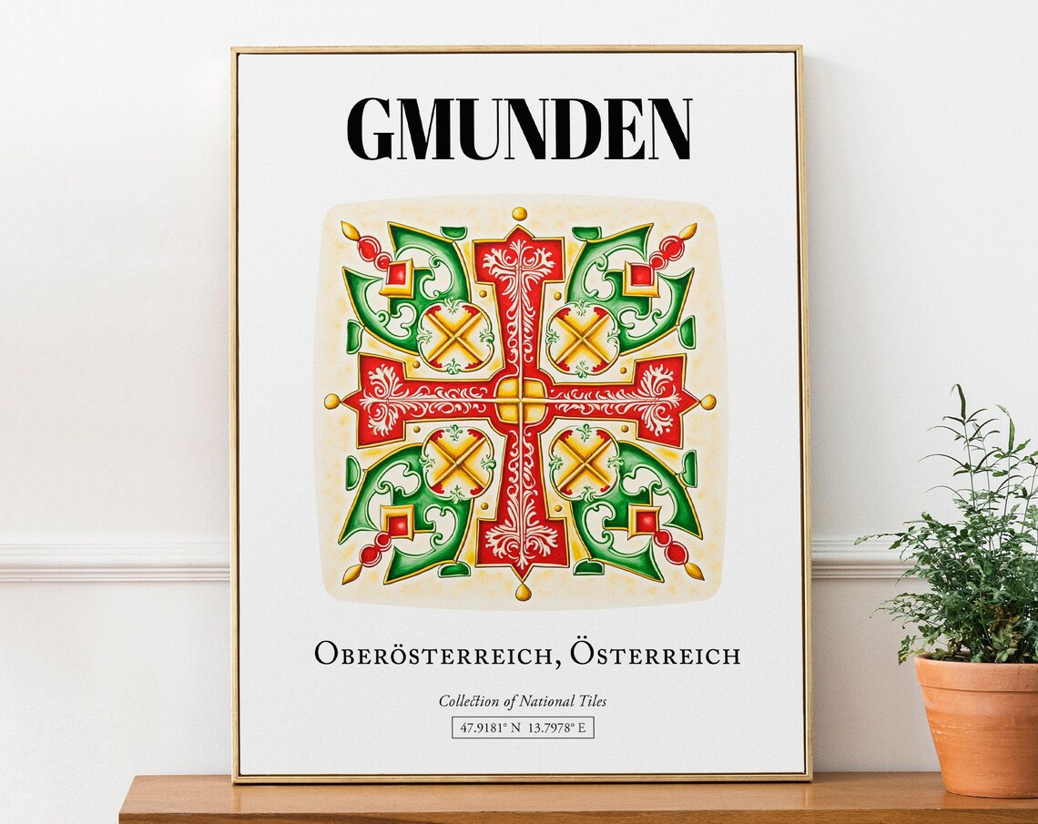 Gmunden Oberaustria Austria Tile Pattern Travel Poster