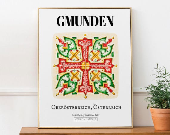 Gmunden Oberaustria Austria Tile Pattern Travel Poster