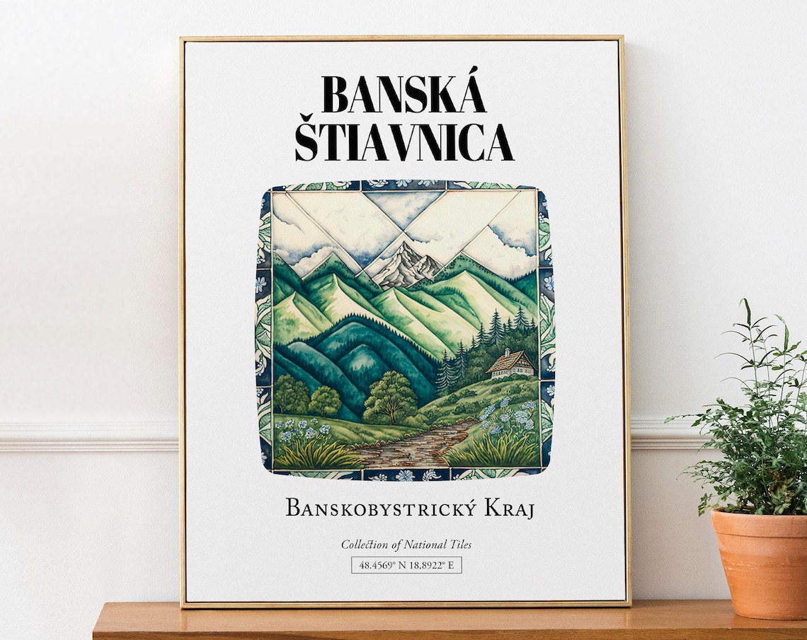 Bansk Tiavnica Slovensko Traditional Tile Pattern Poster