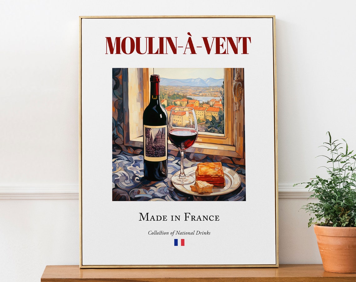 Moulin Vent Wine On Maiolica Tile Poster