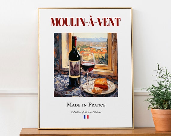 Moulin Vent Wine On Maiolica Tile Poster