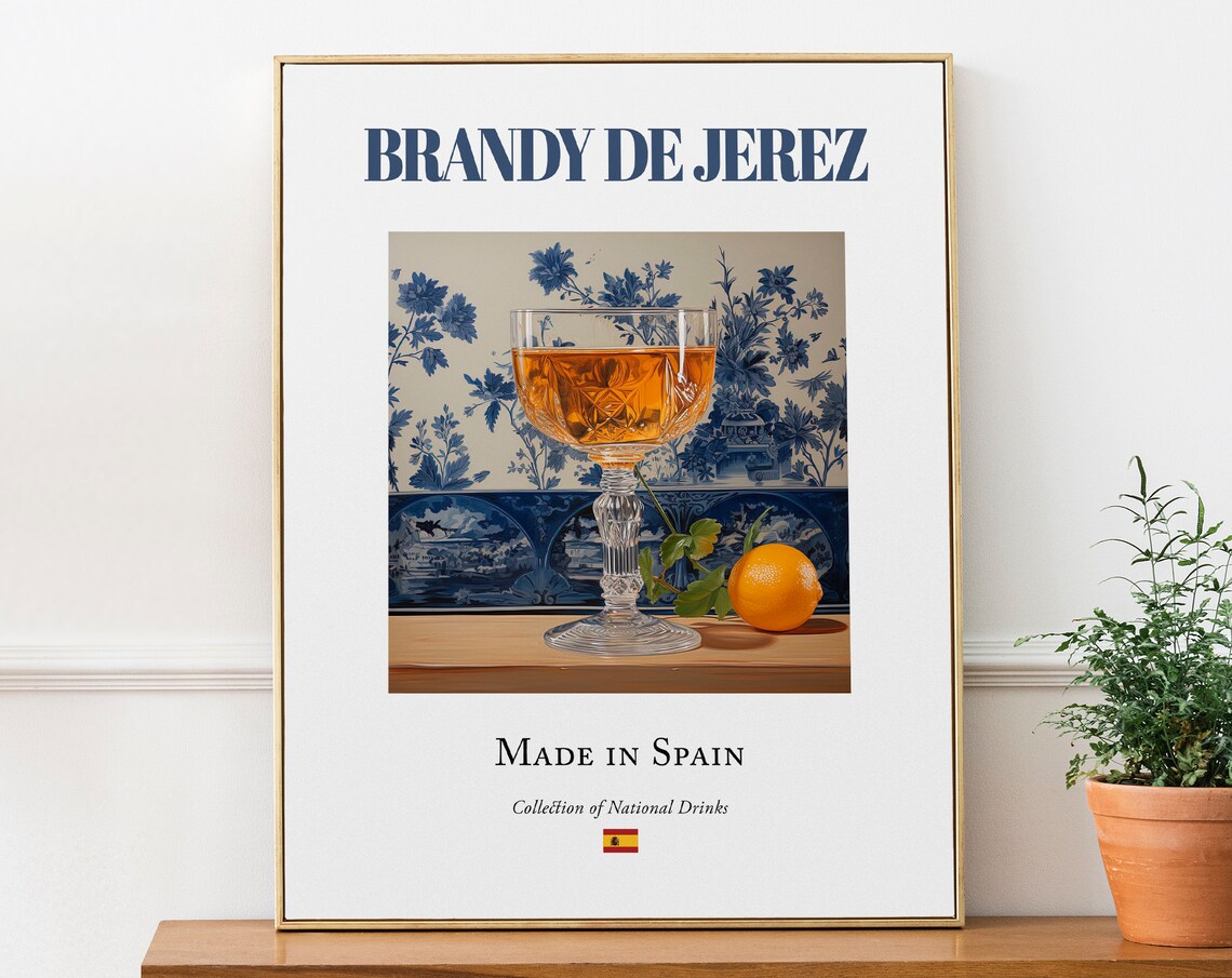 Brandy De Jerez On Maiolica Tile Poster, Spanish Beverage