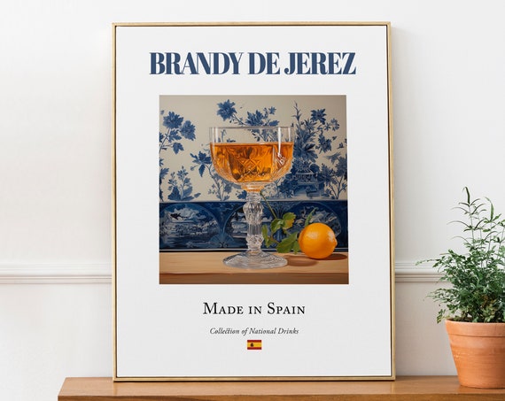 Brandy De Jerez On Maiolica Tile Poster, Spanish Beverage