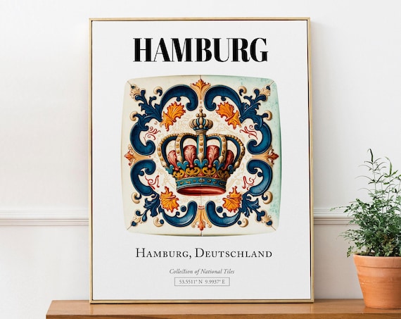 Hamburg Germany Traditional Tile Pattern Poster