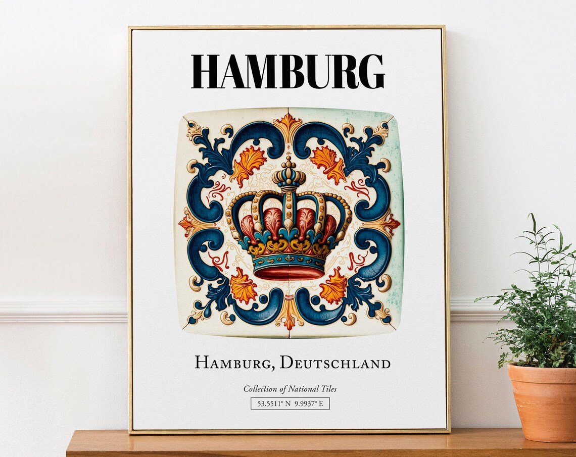 Hamburg Germany Traditional Tile Pattern Poster
