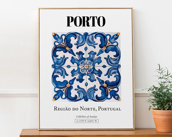 Porto Portugal Traditional Azulejos Poster Print