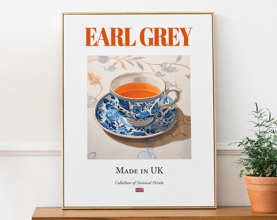 Earl Grey on Maiolica Tile, English Beverage Poster