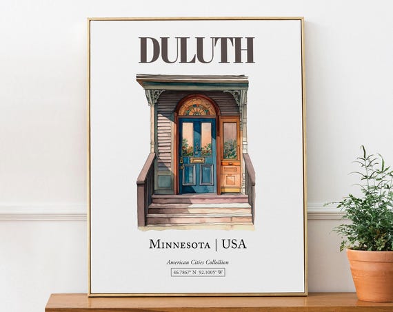 Duluth Minnesota Minimalist Watercolor Travel Poster