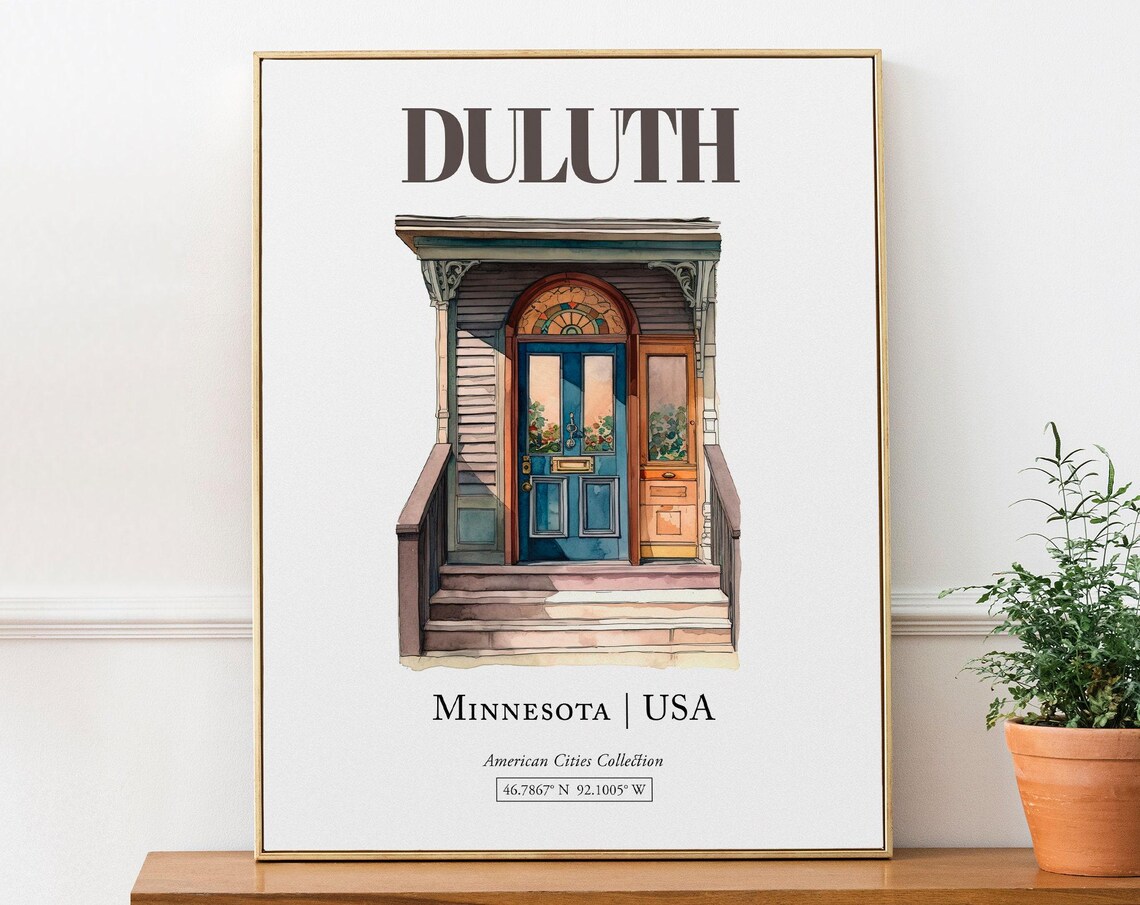 Duluth Minnesota Minimalist Watercolor Travel Poster