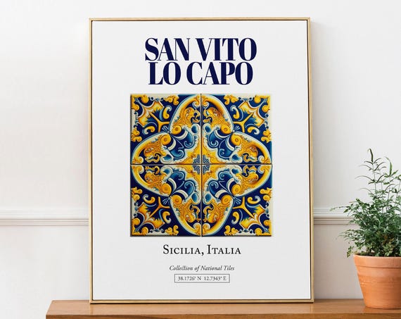 San Vito Lo Capo Sicilia Maiolica Tile Travel Poster