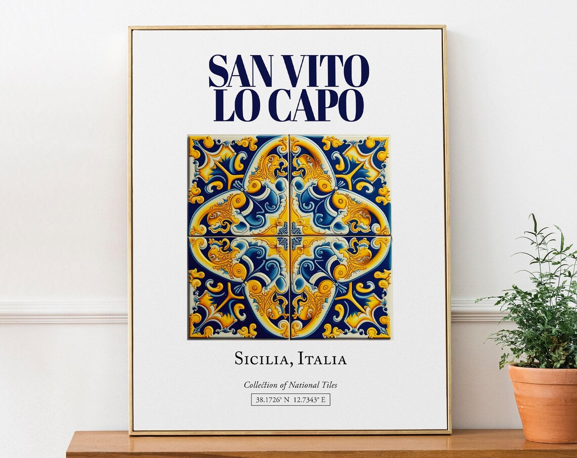 San Vito Lo Capo Sicilia Maiolica Tile Travel Poster