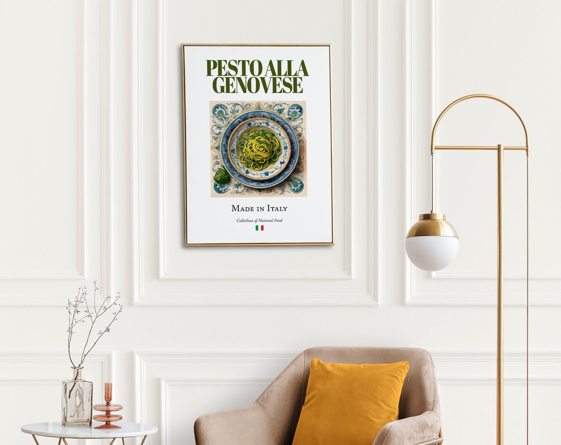 Pesto Alla Genovese, Traditional Italian Food Art Print - Image 2