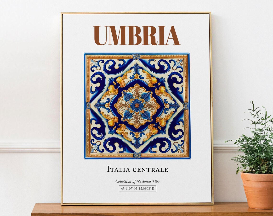 Umbria Italy Traditional Maiolica Tile Art Print